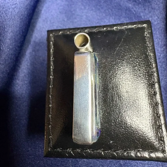 Pendant*Dichroic Glass 925 Solid Sterling Silver Setting Colorful Bar - Picture 7 of 11